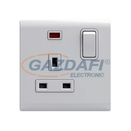   ELMARK 190833 "London" süllyesztett egypólusú kapcsoló jelzfénnyel + G típusú aljzat, fehér, 13A, PC