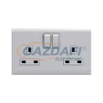   ELMARK 190837 "London" süllyesztett dupla egypólusú kapcsoló + dupla G típusú aljzat, fehér, 13A, PC