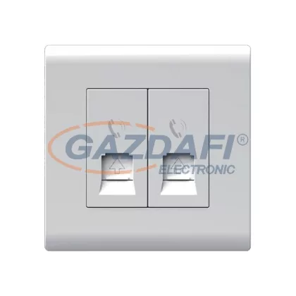   ELMARK 190848 "London" süllyesztett dupla RJ11 telefon aljzat, fehér, 13A, PC