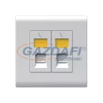   ELMARK 190850 "London" süllyesztett dupla RJ11 telefon aljzat jelzfénnyel, fehér, 13A, PC