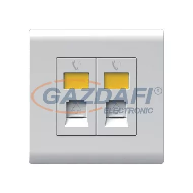 ELMARK 190850 "London" süllyesztett dupla RJ11 telefon aljzat jelzfénnyel, fehér, 13A, PC