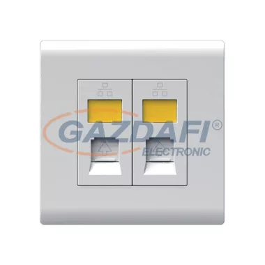 ELMARK 190854 "London" süllyesztett dupla RJ45 informatikai aljzat jelzfénnyel, fehér, 13A, PC