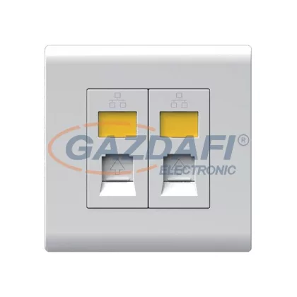   ELMARK 190858 "London" süllyesztett dupla RJ45 informatikai aljzat jelzfénnyel, Cat6, fehér, 13A, PC