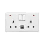   ELMARK 190882/WH LONDON DUBLE RENDELKEZÉS 2P GOMBOS KAPCSOLÓ NEON+USB WH