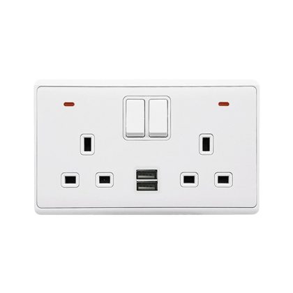   ELMARK 190882/WH LONDON DUBLE RENDELKEZÉS 2P GOMBOS KAPCSOLÓ NEON+USB WH