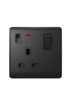 ELMARK 190887/A LONDON EGY PÓLUSÚ FALI CSATLAKOZÓ 2P GOMBOS KAPCSOLÓ NEON+USB AN