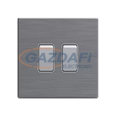 ELMARK 190903 "London" süllyesztett egypólusú kapcsoló, rozsdamentes acél, 2 kapcsoló, kicsi billenty