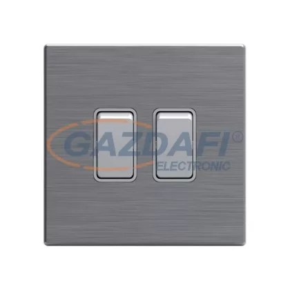   ELMARK 190904 "London" süllyesztett kétpólusú kapcsoló, rozsdamentes acél, 2 kapcsoló, kicsi billenty