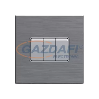 ELMARK 190906 "London" süllyesztett kétpólusú kapcsoló, rozsdamentes acél, 3 kapcsoló, kicsi billenty