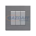   ELMARK 190916 "London" süllyesztett egypólusú kapcsoló, rozsdamentes acél, 3 kapcsoló, nagy billenty