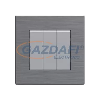 ELMARK 190917 "London" süllyesztett kétpólusú kapcsoló, rozsdamentes acél, 3 kapcsoló, nagy billenty