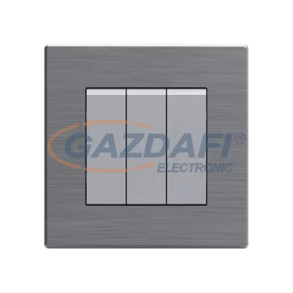   ELMARK 190917 "London" süllyesztett kétpólusú kapcsoló, rozsdamentes acél, 3 kapcsoló, nagy billenty