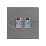   ELMARK 190927 "London" süllyesztett dupla kétpólusú kapcsoló jelzfénnyel, kicsi billenty, 20AX, rozsdamentes acél