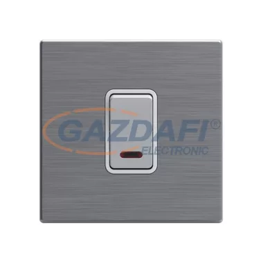 ELMARK 190929 "London" süllyesztett kétpólusú kapcsoló jelzfénnyel, 45A, rozsdamentes acél