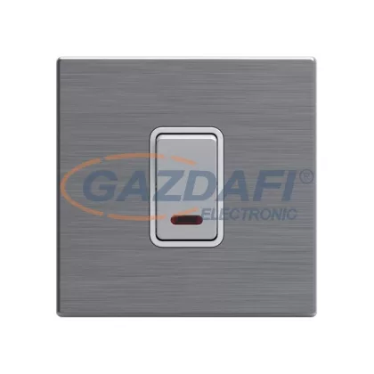   ELMARK 190929 "London" süllyesztett kétpólusú kapcsoló jelzfénnyel, 45A, rozsdamentes acél