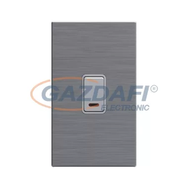 ELMARK 190930 "London" süllyesztett kétpólusú kapcsoló jelzfénnyel, 45A, rozsdamentes acél, függleges