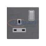   ELMARK 190931 "London" süllyesztett egypólusú kapcsoló + G típusú aljzat, 13A, rozsdamentes acél