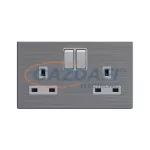   ELMARK 190937 "London" süllyesztett dupla egypólusú kapcsoló + dupla G típusú aljzat, 13A, rozsdamentes acél