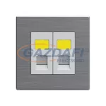   ELMARK 190950 "London" süllyesztett dupla RJ11 telefon aljzat jelzfénnyel, 13A, rozsdamentes acél