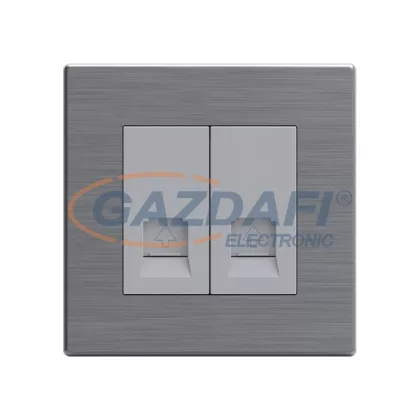   ELMARK 190952 "London" süllyesztett dupla RJ45 informatikai aljzat, 13A, rozsdamentes acél