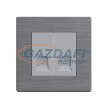 ELMARK 190956 "London" süllyesztett dupla RJ45 informatikai aljzat, Cat6, 13A, rozsdamentes acél