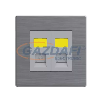   ELMARK 190958 "London" süllyesztett dupla RJ45 informatikai aljzat jelzfénnyel, Cat6, 13A, rozsdamentes acél