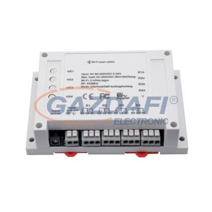   ELMARK 195006 Négy csatornás vezeték nélküli intelligens kapcsoló, háztartási eszközökhöz, 4x10A, 4x2200W, DIN sínre illeszthet