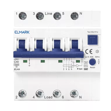 ELMARK 40479A kombinált védkapcsoló beépített túláramvédelemmel RCBO EL JEL4A 6kA 4P 16A/300mA