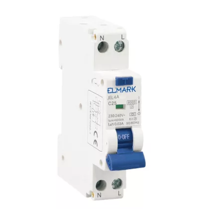   ELMARK 40500A kombinált védkapcsoló beépített túláramvédelemmel RCBO EL DPN JEL9A 6kA 2P 6A/30mA