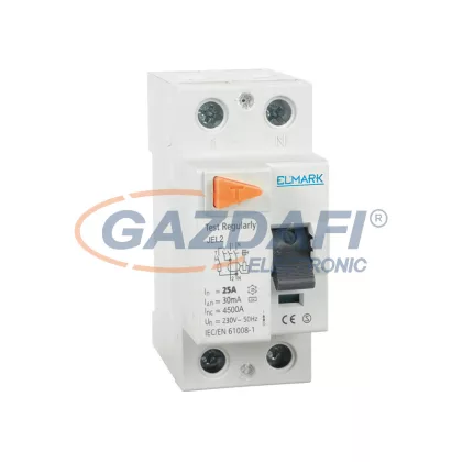   ELMARK 40731 ÁRAM-VÉDKAPCSOLÓ JEL2 4,5kA 2P 32A/30mA (Fi-relé)