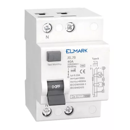   ELMARK 40849B áram-védkapcsoló EM JEL7B 10kA 2P TYPE B 63A/30mA (Fi-relé)