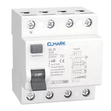 ELMARK 40855B áram-védkapcsoló EM JEL7B 10kA 4P TYPE B 40A/30mA (Fi-relé)