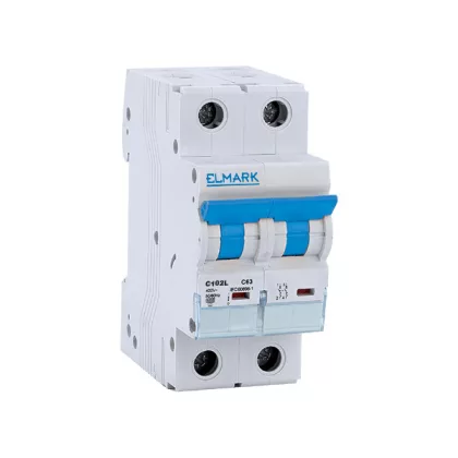   ELMARK 41208C/B kismegszakító, jelölhet C102L 25A 2P 10kA , B karakterisztika