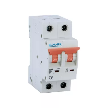 ELMARK 41263R MINIATURE CIRCUIT BREAKER C62R 63A 2P 6kA CURVE C