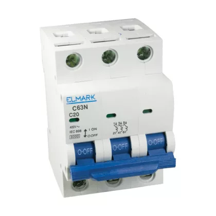 ELMARK 41304 MCB C63N/4A kismegszakító C karakterisztika, 3P, 6kA