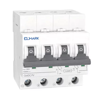 ELMARK 41565 KISMEGSZAKÍTÓ DC64 10A 4P 6KA 1000V C KARAKTERISZTIKA NAPELEM RENDSZEREKHEZ