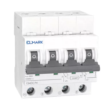 ELMARK 41567 kismegszakító DC64 16A 4P 6KA 1000V C karakterisztika napelem rendszerekhez