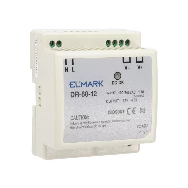 ELMARK 46DR6012 DR-60-12 POWER SUPPLY 12V OUTPUT VOLTAGE 60W
