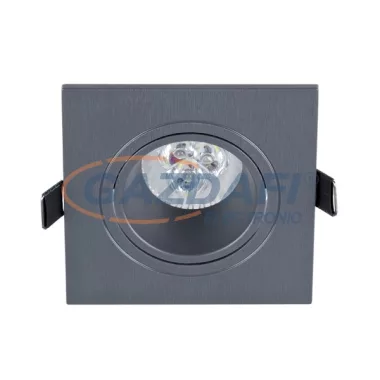 ELMARK 92GUS363WW/GR LED süllyesztett szögletes spot lámpa, Power, GU10,6W, 230V, 2700K, 450lm, grafit, manyag, 93x93mm, IP40, A++-A, 30000h