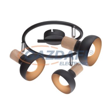 ELMARK 955ADDY3/BL "Addy" falon kívüli spot lámpa, 3xE14, fekete/fa, 250x165mm, A++-E