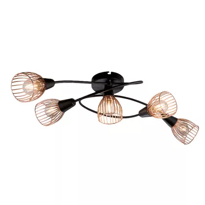   ELMARK 955AMBIX5 "Ambix" mennyezeti, falon kívüli spot lámpa, 5xE14, fekete/réz, 630x370x210mm, A++-E