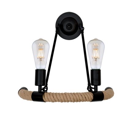   ELMARK 955ROPE2W "Rope" fali lámpa, 2xE27, fekete/rozsda, 400x400mm, A++-E