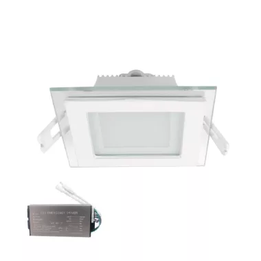 ELMARK 99LED645E Süllyesztett szögletes LED panel üveg borítással, vészvilágító funkcióval, Epistar SMD, 18W, 230V, 1440lm, 2700-3000K, fehér, 200x200mm, IP40, A++-A, 30000h