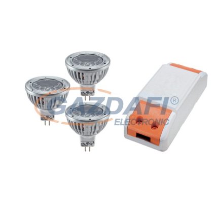   ELMARK 99set3LED234 LED szett: Tápegység, 12W + 3db LED fényforrás, Power LED, GU5.3, 3x2W, 12V, 6400K, 30000h
