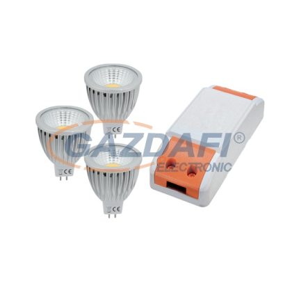   ELMARK 99set3LED573 LED szett: Tápegység, 18W + 3db LED fényforrás, COB, GU5.3, 5W, 12V, 2700K, 30000h