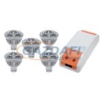   ELMARK 99set5LED231 LED szett: Tápegység, 18W + 5db LED fényforrás, Power LED, GU5.3, 3W, 12V, 2700K, 30000h