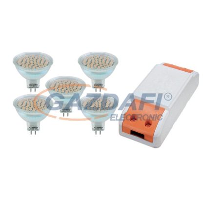   ELMARK 99set5LED397 LED szett: Tápegység, 18W + 5db LED fényforrás, LED60SMD, GU5.3, 3W, 12V, 4000K, 30000h