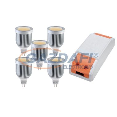 ELMARK 99set5LED562 LED szett: Tápegység, 36W + 5db LED fényforrás, COB, GU5.3, 7W, 12V, 4000K, 30000h