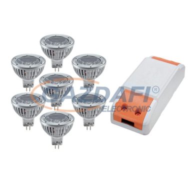 ELMARK 99set7LED235 LED szett: Tápegység, 24W + 7db LED fényforrás, Power LED, GU5.3, 3W, 12V, 2700K, 30000h
