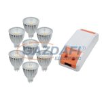   ELMARK 99set7LED572 LED szett: Tápegység, 36W + 7db LED fényforrás, COB, GU5.3, 3W, 12V, 4000K, 30000h